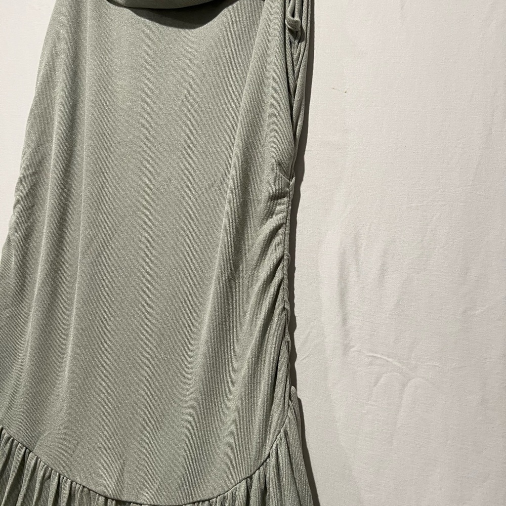 Lioness Sage Green Ruched Off Shoulder Maxi Dress Pleated Skirt XXL NWT - Picture 6 of 12